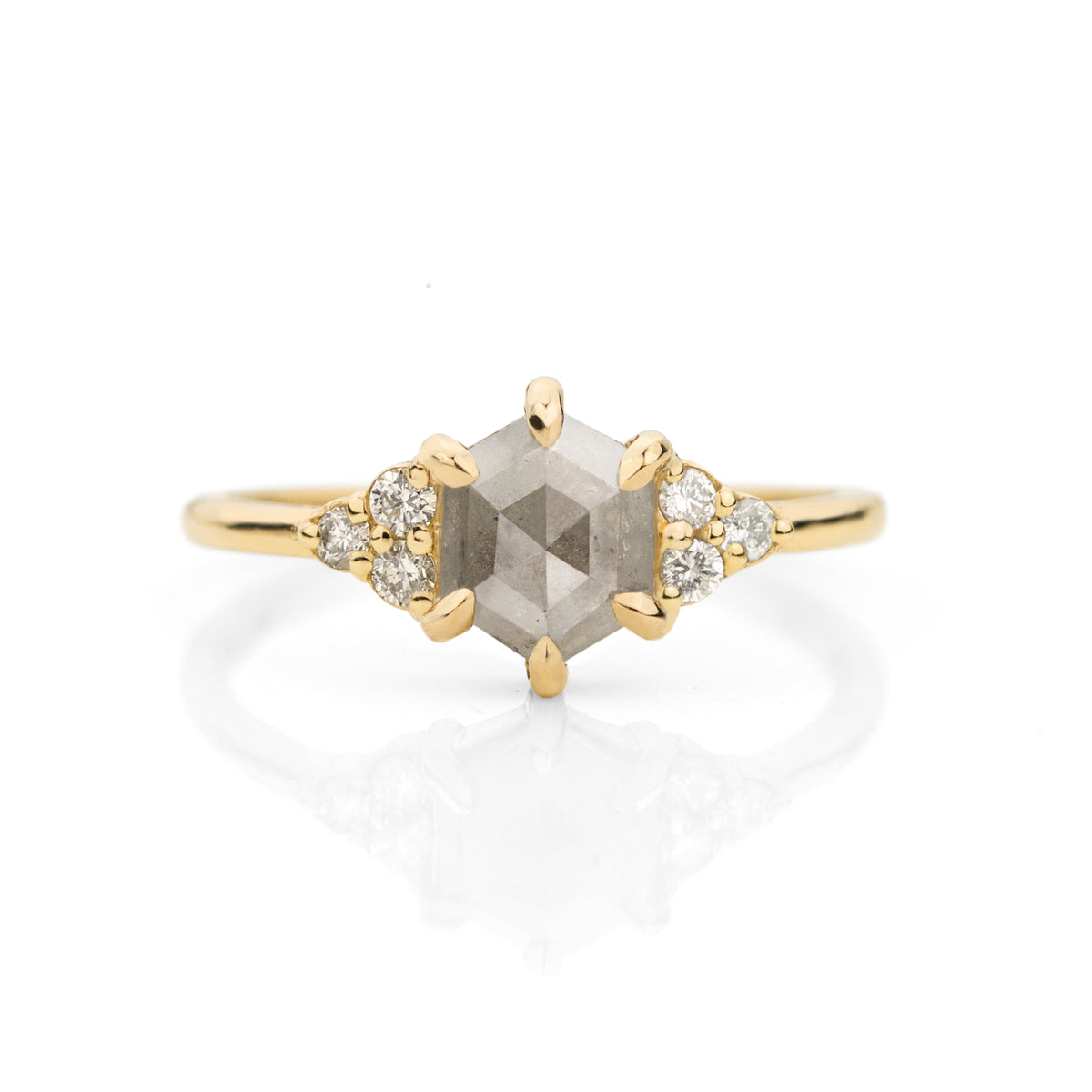 Sienna Hexagon Salt and Pepper Diamond Ring | Jamie Park Jewelry