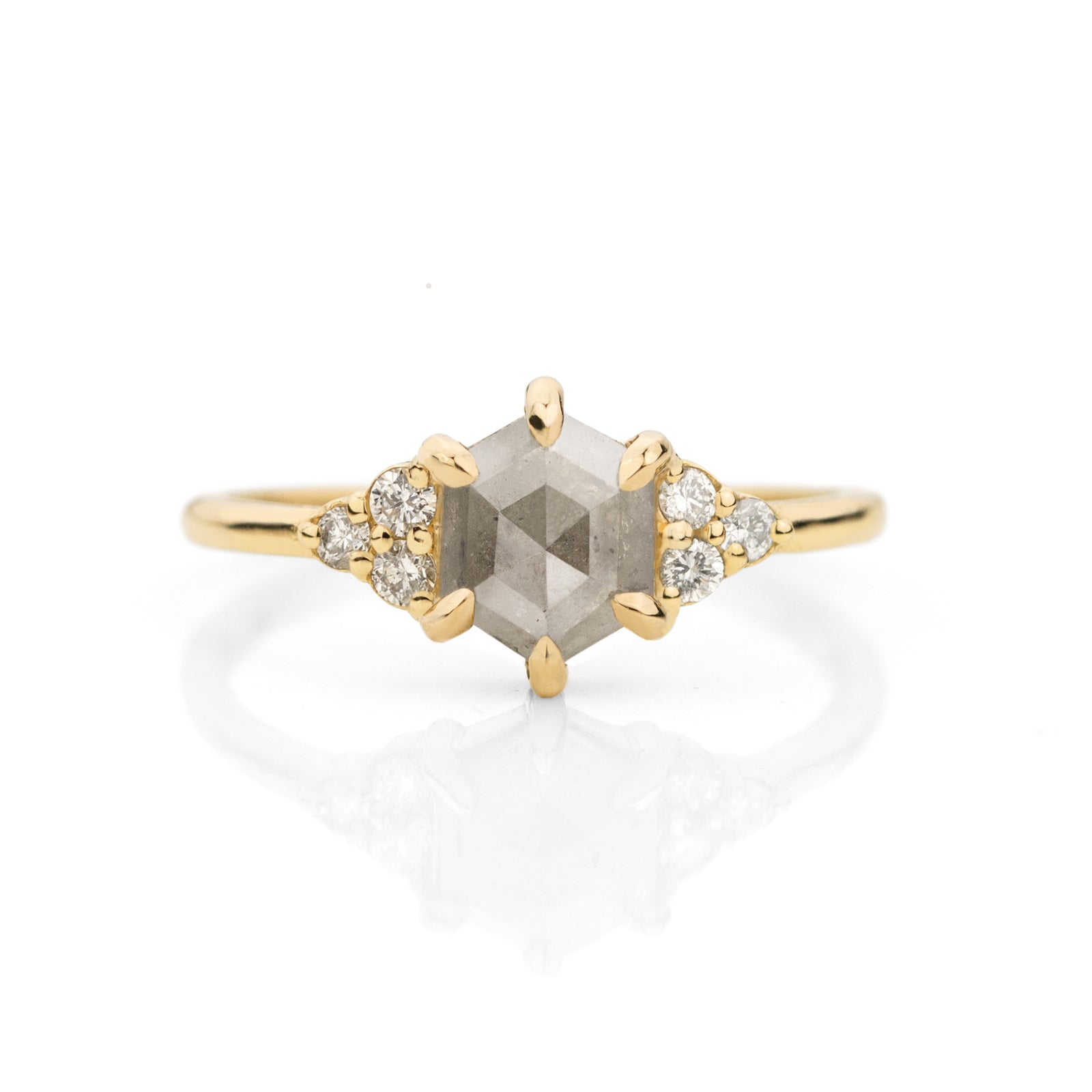 Sienna Hexagon Salt and Pepper Diamond Ring | Jamie Park Jewelry