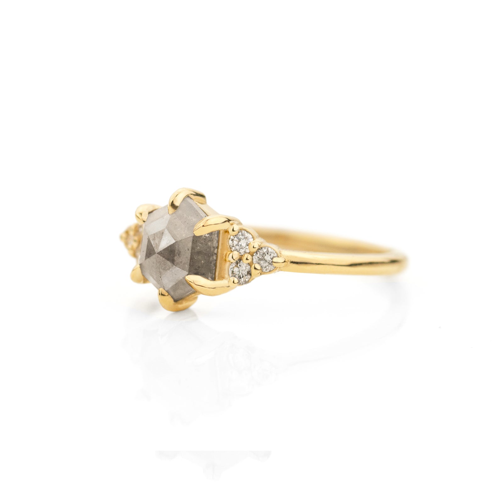 Sienna Hexagon Salt and Pepper Diamond Ring | Jamie Park Jewelry