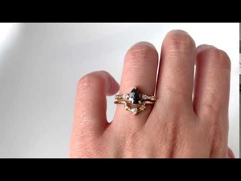 Pear Cut Salt and Pepper Diamond Ring Set | Jamie Park Jewelry