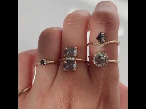 Round Salt and Pepper Diamond Halo Ring