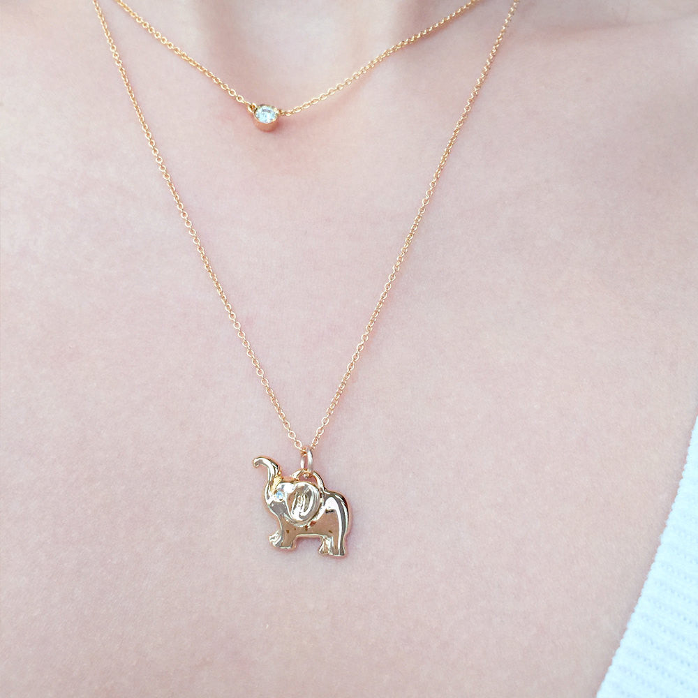 Diamond elephant charm necklace by jamie park, handmade jewelry