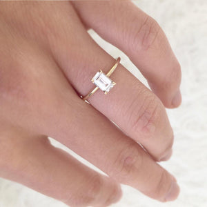 white sapphire ring by jamie park jewelry, unique engagement ring
