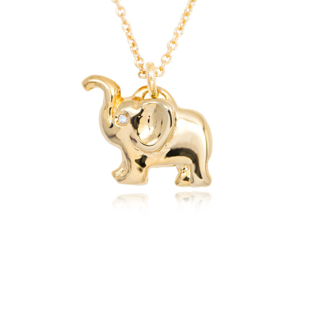 Gold elephant necklace with diamonds deals