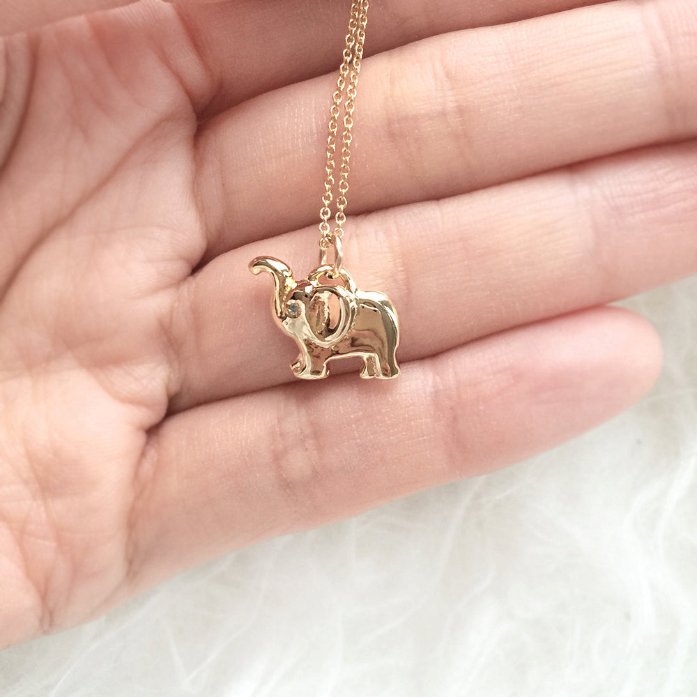 Diamond elephant charm necklace by jamie park, handmade jewelry