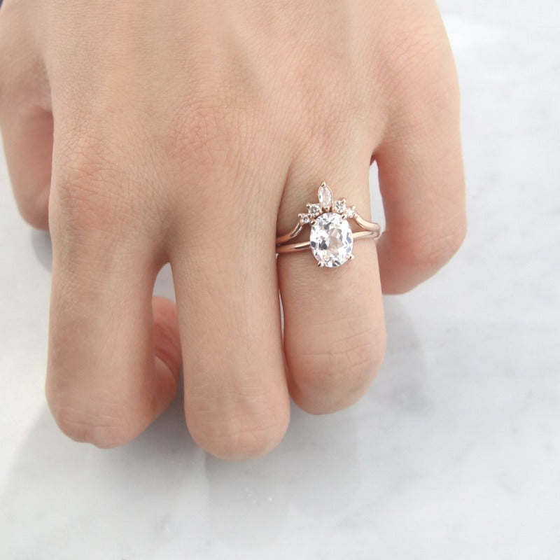 Luna Ring, White Sapphire Engagement Ring by Jamie Park Jewelry