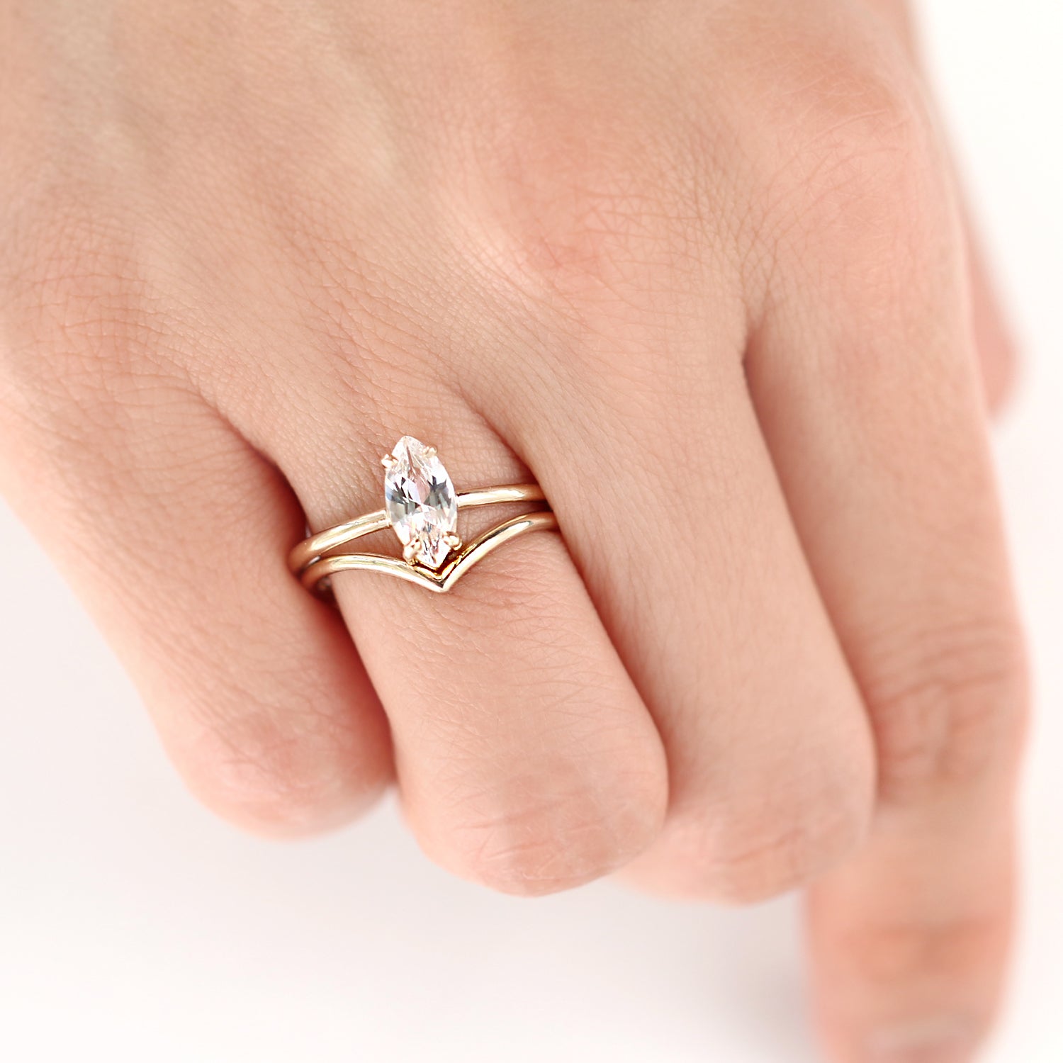 Mens Modern 14K Rose Gold 3.0 Ct Princess White Sapphire Wedding Ring  R1132-14KRGWS | Decorum Jewelry
