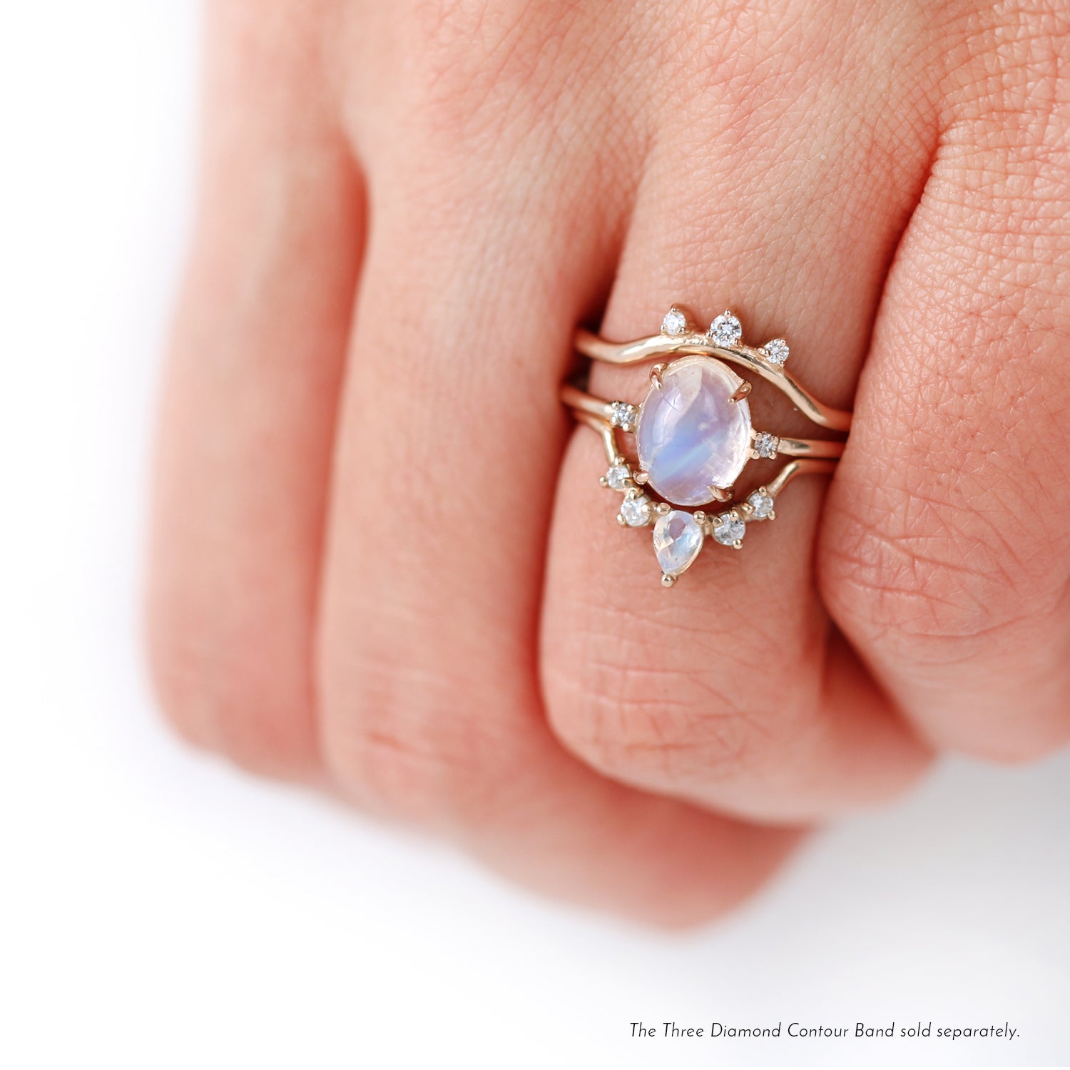 Moonstone Diamond Wedding Rings by Jamie Park Jewelry
