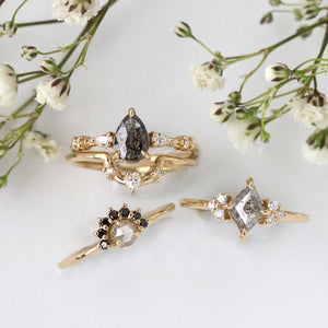 Salt and Pepper Engagement Wedding Rings by Jamie Park Jewelry