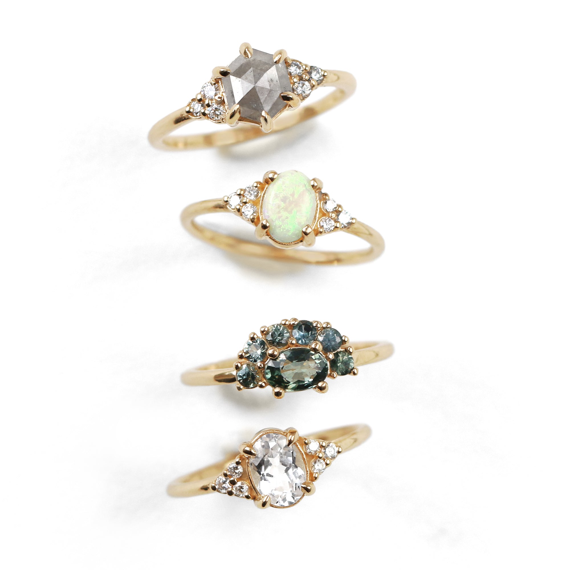 Sienna Hexagon Salt and Pepper Diamond Ring | Jamie Park Jewelry