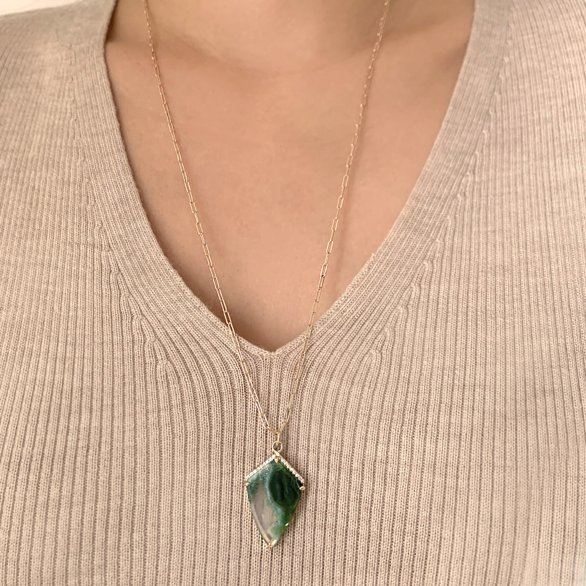 Shield Cut Ocean Jasper Necklace, Jamie Park Jewelry 