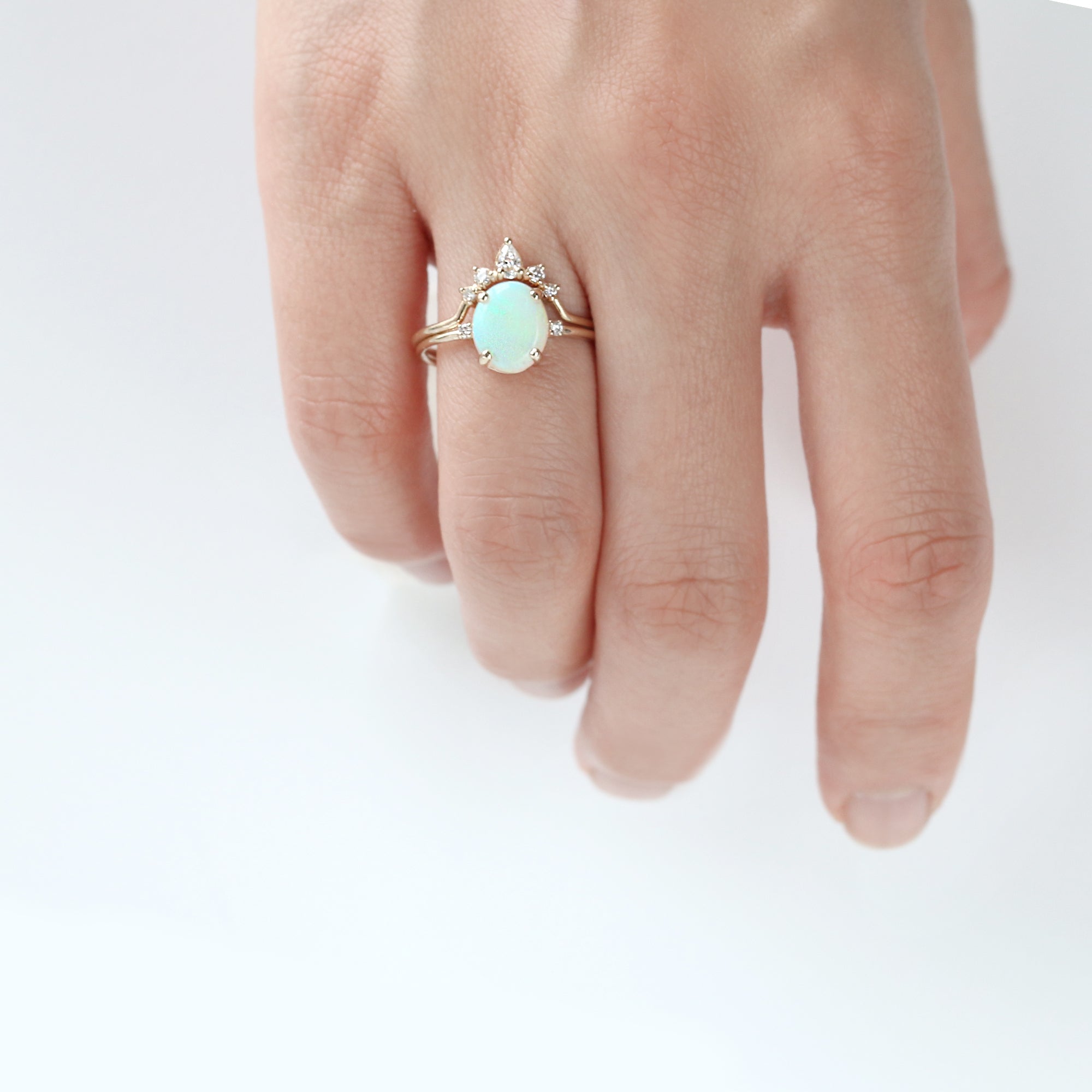 Opal Diamond Wedding Engagement Ring Set | Jamie Park Jewelry 