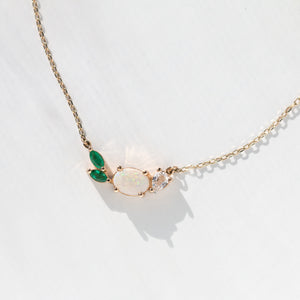 Opal Emerald Cluster Necklace