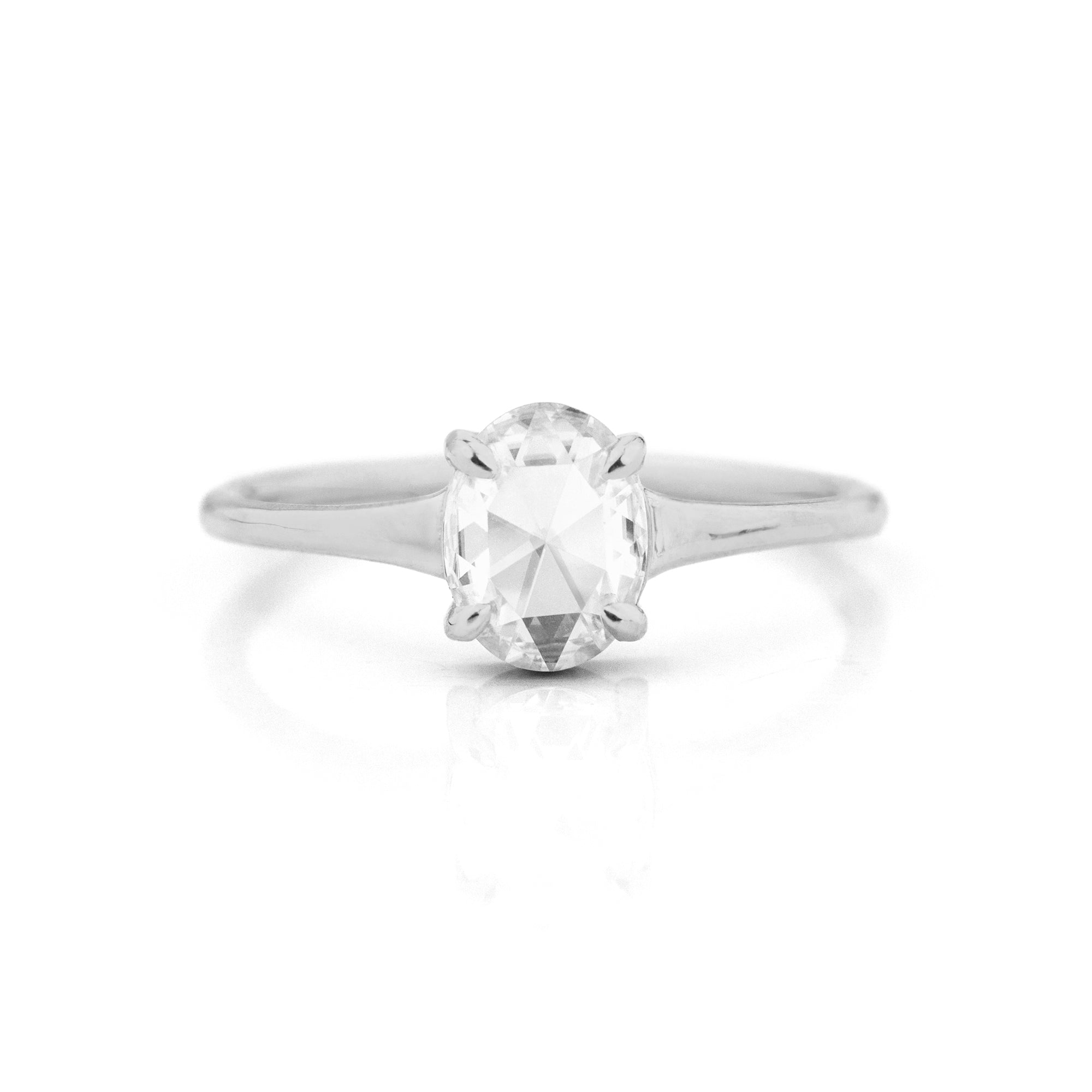 Jamie Park Jewelry | Haven Oval Rose Cut Moissanite Ring https://jamieparkjewelry.com/products/haven-moissanite-ring If you have had your heart set on a unique yet minimal design, the Haven Oval Rose Cut Moissanite Ring is the perfect choice. The larger facets create more dramatic brilliance, while the vintage-inspired rose cut adds a romantic and unique touch to this ring. The low-profile setting makes it ideal for everyday wea