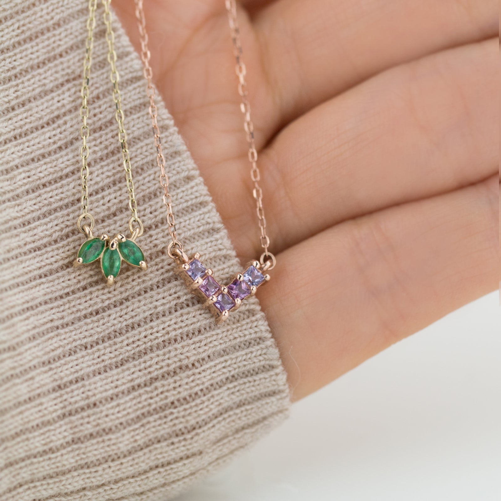 Emerald Trio Necklace by Jamie Park Jewelry