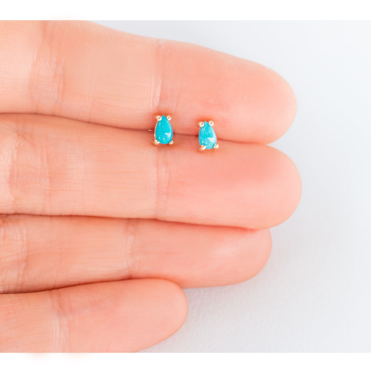 Pear Cut Turquoise Stud Earrings