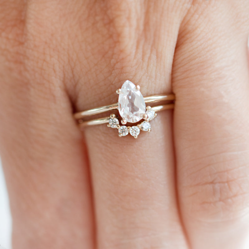 Pear Cut White Sapphire Ring by Jamie Park Jewelry