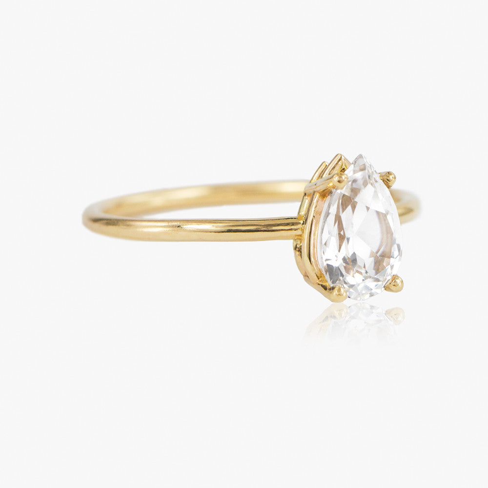 Pear Cut White Topaz Ring by Jamie Park Jewelry USA