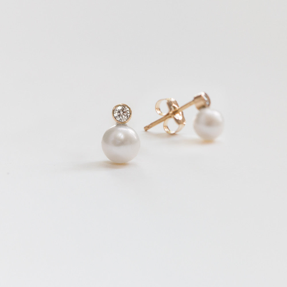 Diamond Pearl Drop Earrings