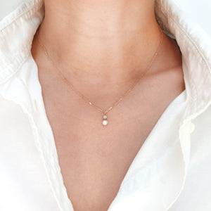 Diamond Pearl Drop Necklace Gold by Jamie Park Jewelry