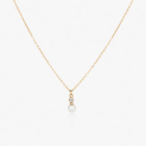 Diamond Pearl Drop Necklace Gold by Jamie Park Jewelry