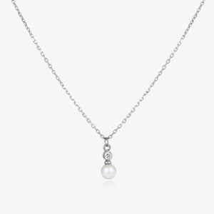 Diamond Pearl Drop Necklace Gold by Jamie Park Jewelry