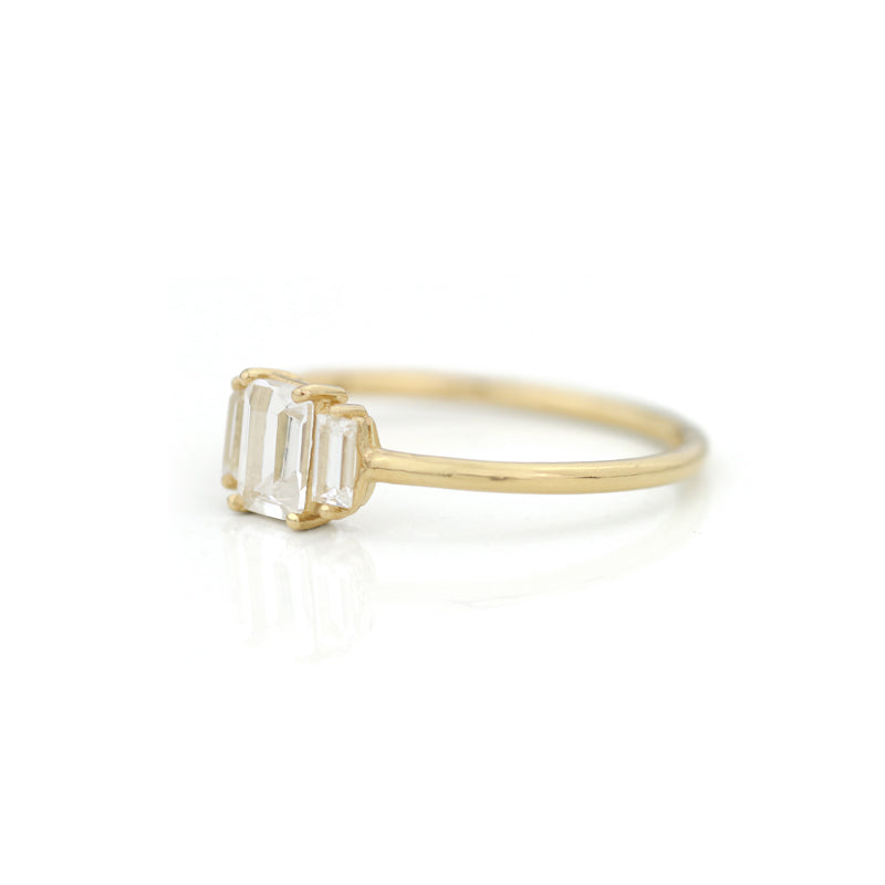 Emerald cut white sapphire ring  by Jamie Park Jewelry USA