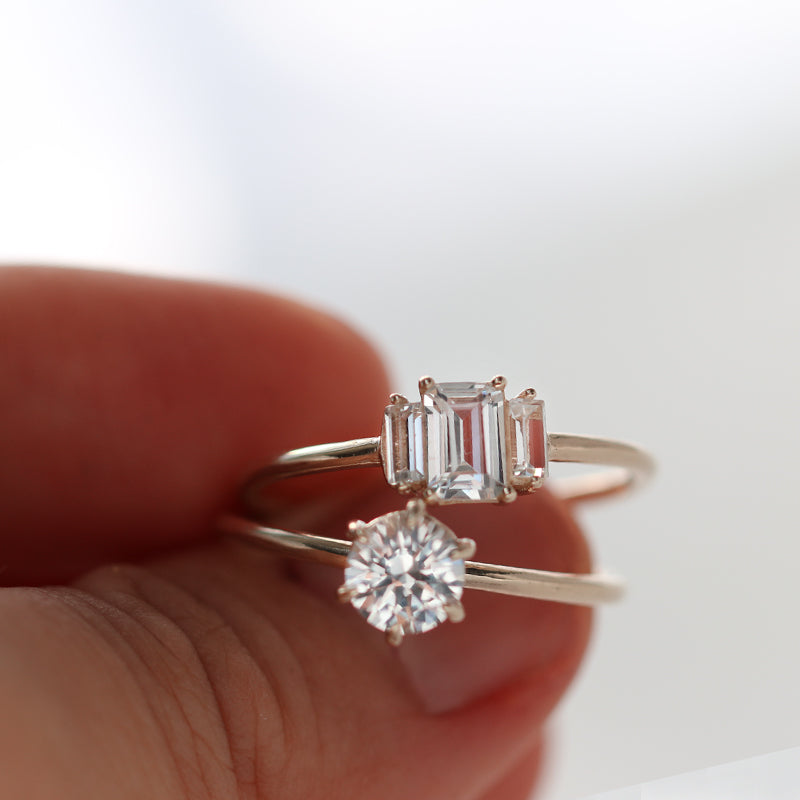 round cut white sapphire ring by jamie park jewelry usa