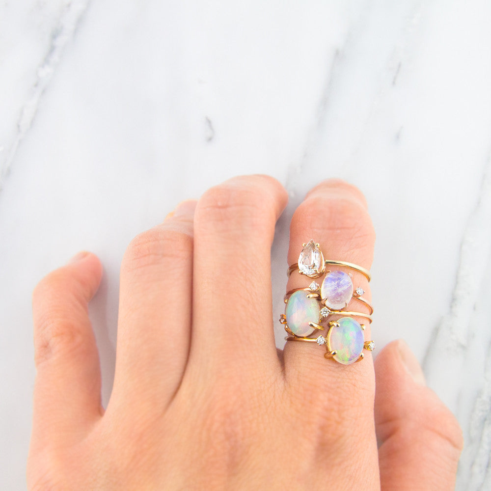 Pear Cut White Topaz Ring by Jamie Park Jewelry USA