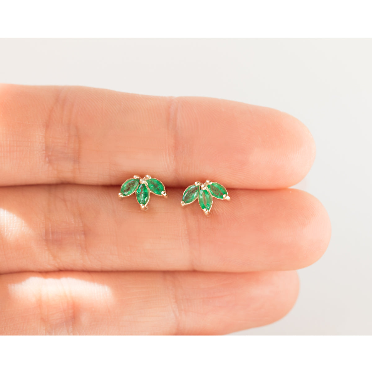 Trio Emerald Stud Earrings