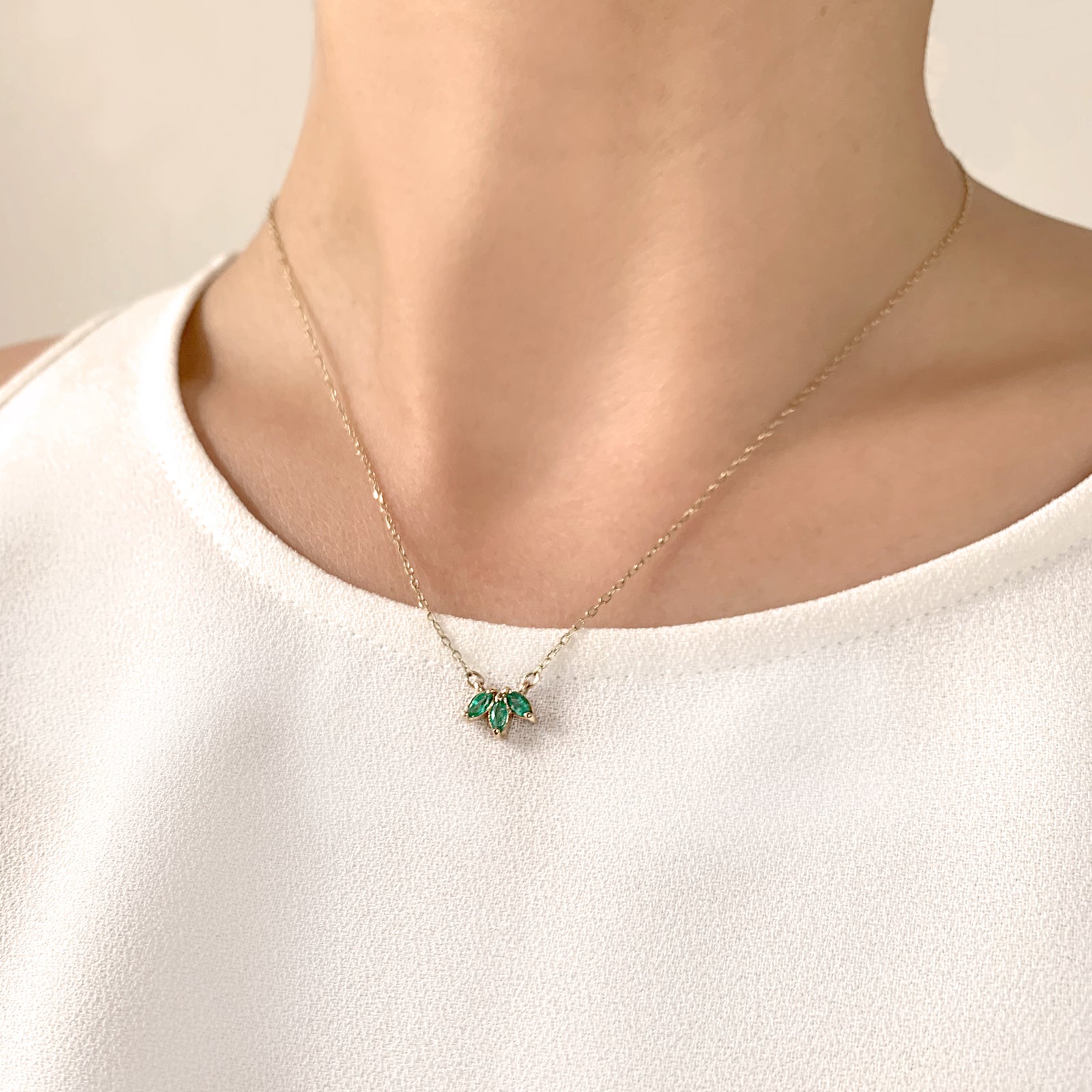 Marquise Emerald Trio Necklace