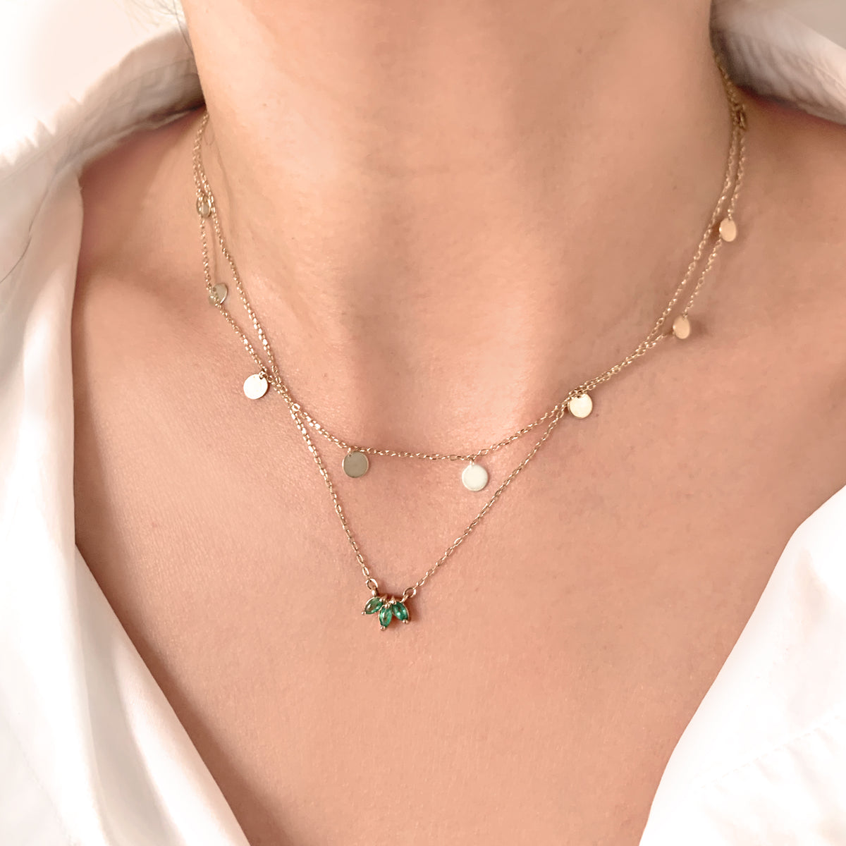Emerald Trio Necklace by Jamie Park Jewelry