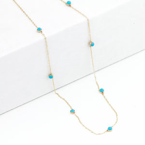 14K Turquoise Station Necklace by Jamie Park Jewelry