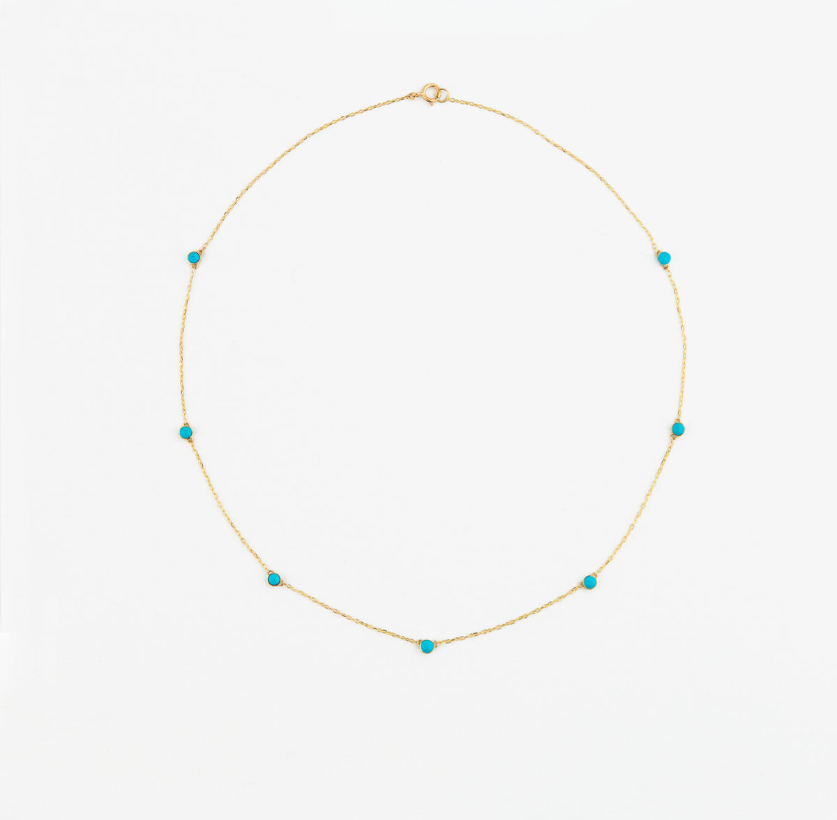 14K Turquoise Station Necklace by Jamie Park Jewelry
