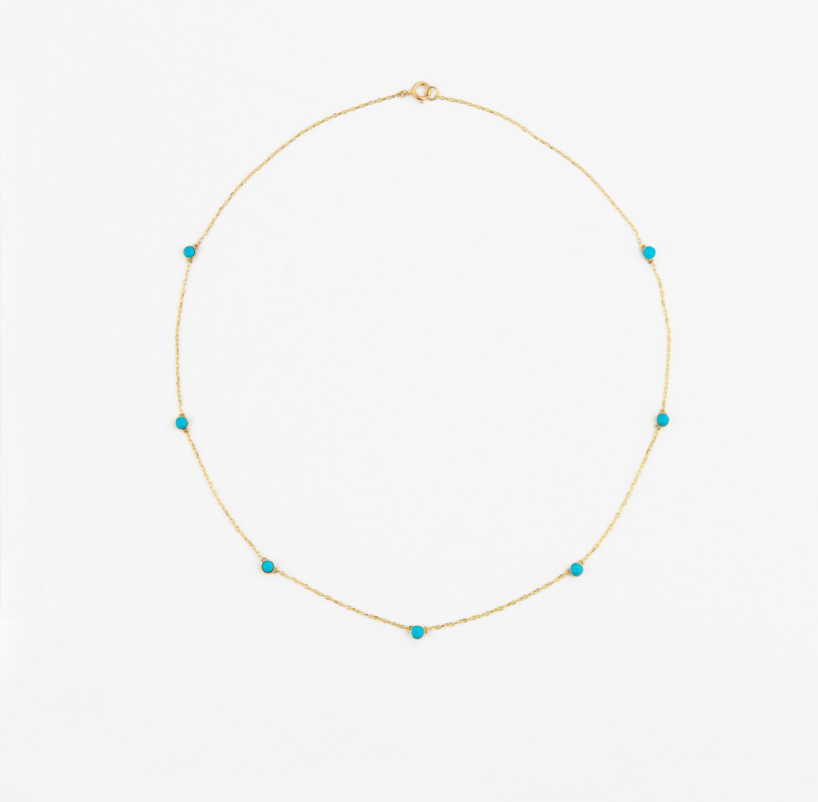 14K Turquoise Station Necklace by Jamie Park Jewelry