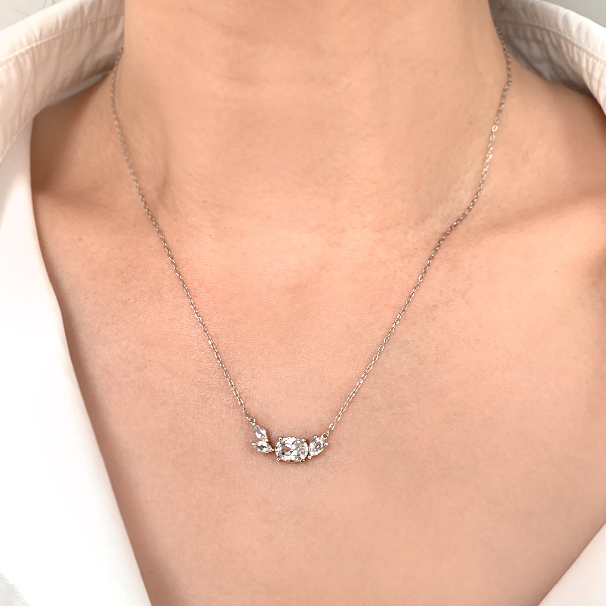 1 tcw. Oval Marquise Pear Forest Cluster Necklace