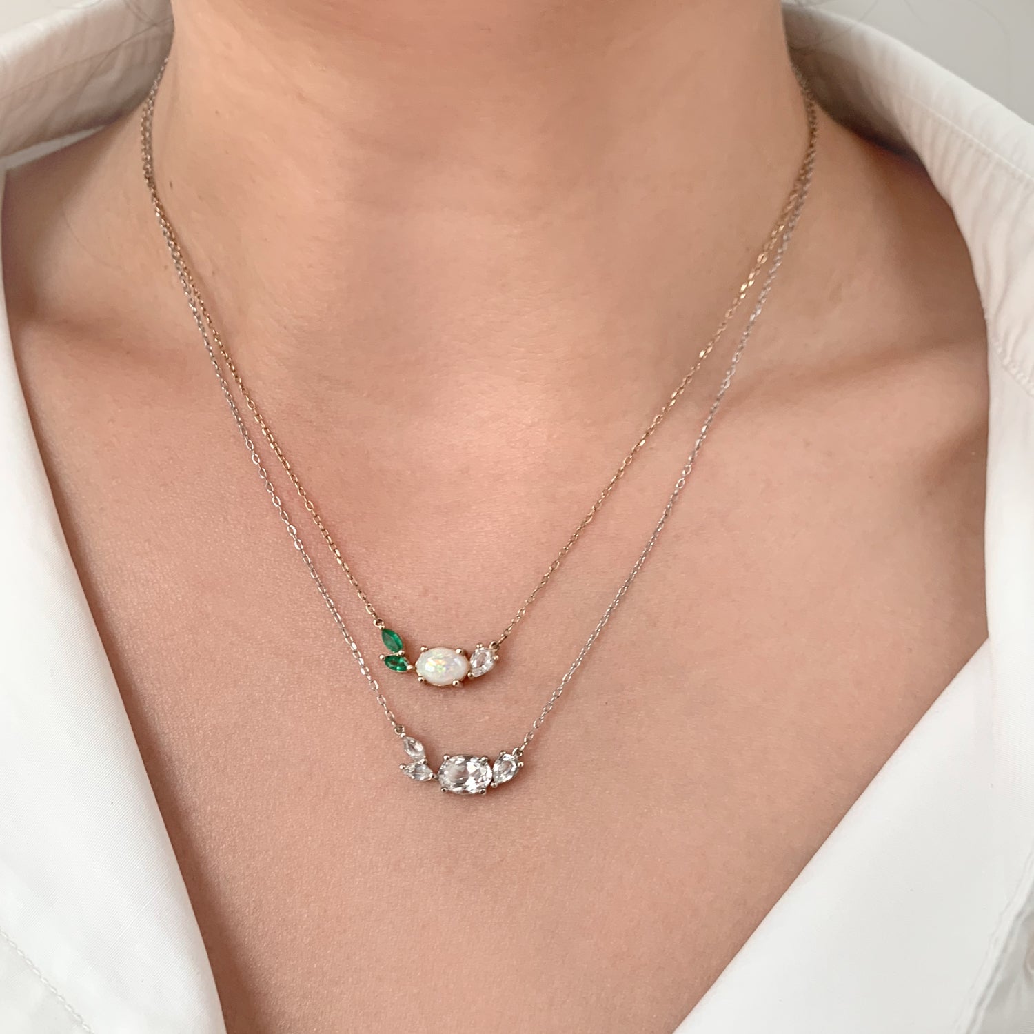 1 tcw. Oval Marquise Pear Forest Cluster Necklace